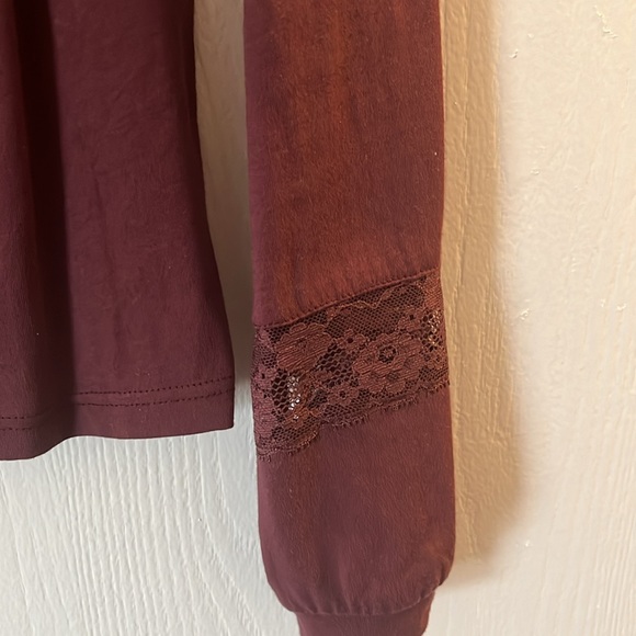 Tiny lace burgundy blouse from Anthropologie - Picture 3 of 4